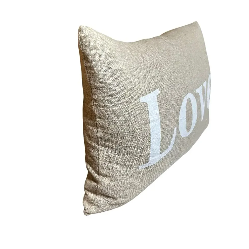 Wendy Bellisimo Home LOVE Decorative Throw Accent Pillow Linen Rustic Farmhouse